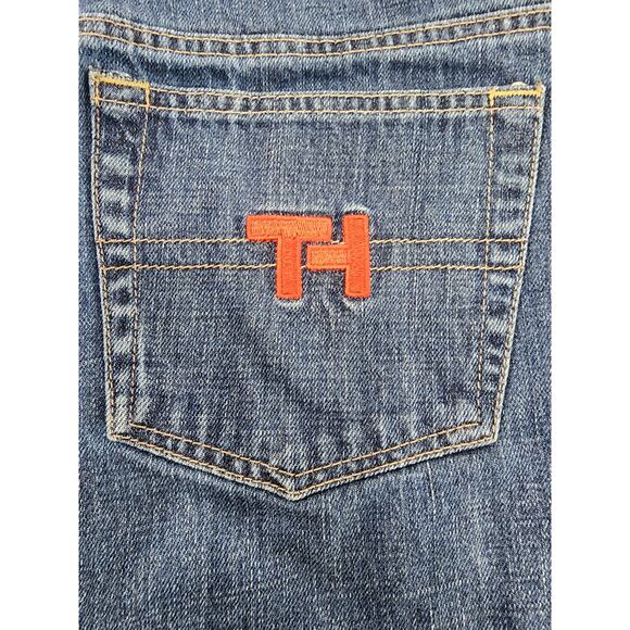 Vintage Y2K Tommy Hilfiger High Rise Denim Jeans Size 31 Dark Wash Red Logo - Picture 3 of 9